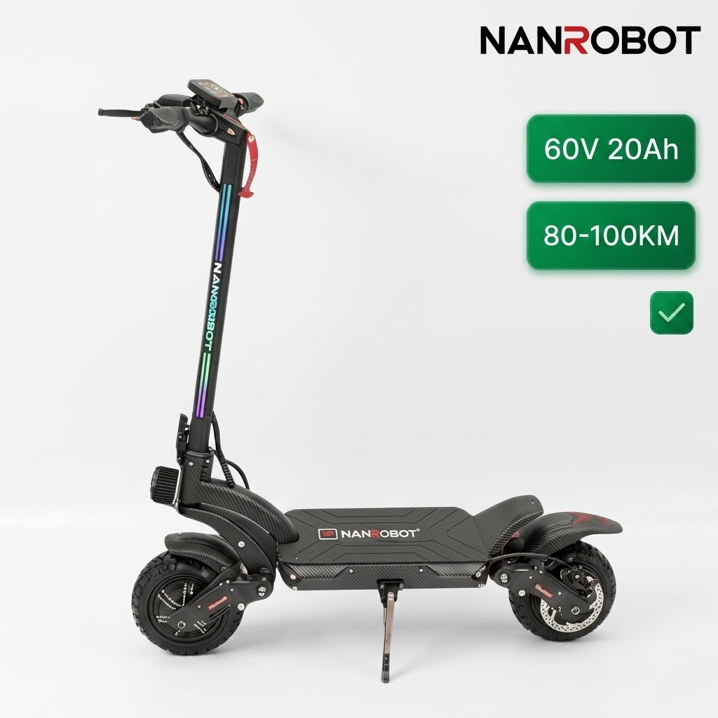 Trottinette électrique maroc longue distance avec batterie haute capacité permettant une autonomie étendue pour les trajets prolongés.